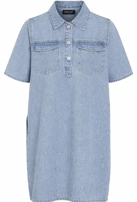 Produktbild von NOISY MAY Stilvolles Jeanskleid Halbarm Kentkragen Einfarbig Größe: XL