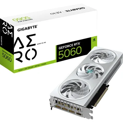 Produktbild von GIGABYTE GeForce RTX 5060 AERO OC 8G, Grafikkarte, (DLSS 4, 3x