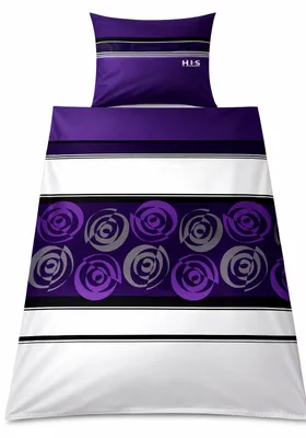 Immagine prodotto di Set di biancheria da letto invernale "Biber" da 2 pezzi, 155x220 + 80x80 cm, nero, viola, 100% cotone, taglia extra large
