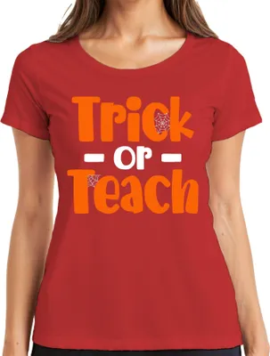 Zdjęcie produktu dla Cukierek albo psikus Halloweenowy prezent dla nauczyciela Śmieszna koszulka damska na lekcje, czerwony, 3XL