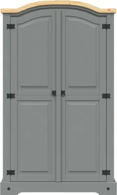 Produktbild von vidaXL Kleiderschrank Mexiko-Stil Kiefernholz 2 Türen Grau