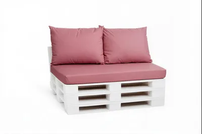 Produktbild von Palettenkissen Set 120 x 80 x 10 cm + 2 x 50 x 40 cm – Sitz- & Rückenkissen, abnehmbare Bezüge, Outdoor geeignet, 3-teilig Altrosa