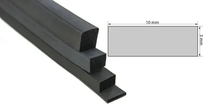 Produktbild von VKP3x10 Moosgummi EPDM - Vierkantprofil 3x10 mm Gummiprofil, Profilgummi