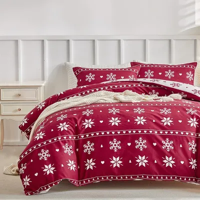 Immagine prodotto di Set di lenzuola da letto, 3 pezzi, in microfibra, dimensioni 240 x 220 cm, con motivo natalizio, per letto matrimoniale