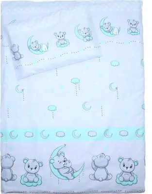 Produktbild von 2 teilige Baby Kinder Bettwäsche 100% Baumwolle - Primawela - 04. Bärchen Minze