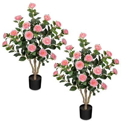 Image de Arbre décoratif à fleurs roses - 90 cm. Camélia d'intérieur