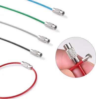 Produktbild von 5x WEBBOMB Drahtringe Schlüsselringe Set aus Drahtseil Kofferanhänger 1,5 x 150mm Edelstahl Ø45mm mit Drehverschluß BUNT