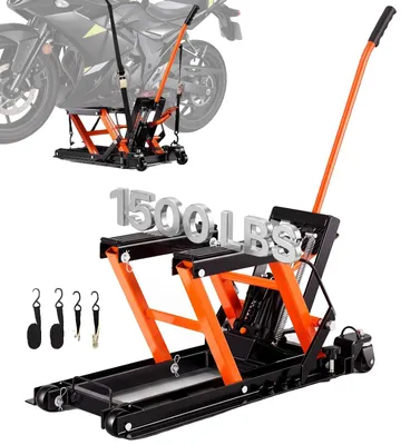 Image de VEVOR Cric hydraulique pour moto 700 kg Cric pour moto Cric pour moto Support de montage pour moto, réglable 120-385 mm Support de montage pour moto, support pour moto dans le garage et à l'extérieur