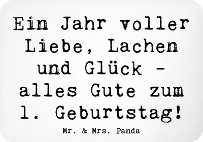 Produktbild von Mr. & Mrs. Panda Kühlschrankmagnet Spruch 1. Geburtstag Liebe Lachen Glück - Weiß - Geschenk, erster, Kindergeburtstag, whiteboardmagnet, haftmagnet, magnet, büromagnet