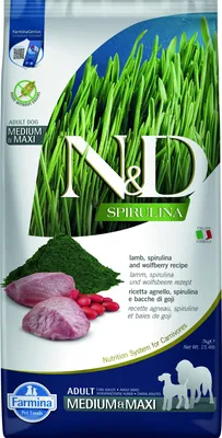 Produktbild von N&D Spirulina Hundefutter Lamm medium/maxi 7 kg