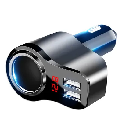 Image de Chargeur voiture double port USB Splitter 12V-24V femelle Power Outlet allume-cigare