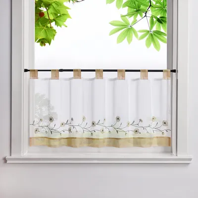 Voile-Vorhang mit Schlaufen, Landhausstil, 90x60 cm, Braun