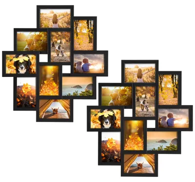 Productafbeelding van Collage-fotolijst 10 foto's, set van 2, zwart, voor wanddecoratie
