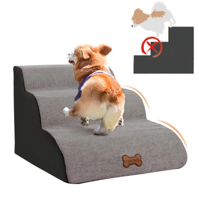 Produktbild von Hunderampe Hundetreppe 3 Schichten Haustiertreppe Hundetreppe Katzentreppe für Kleine Hunde Welpe Katzen aus Sofa Bett rutschfest