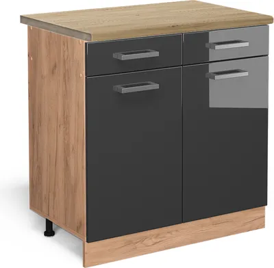 Obrázek produktu pro Spodní skříňka kuchyňské linky Vicco R-Line Antracitový vysoký lesk 80 cm , PD Dub, Model 45671