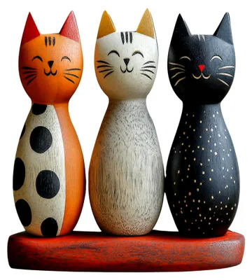 Produktbild von Katzen Deko aus Holz, 2D Flache Farbenfrohe Katzenfiguren, Lustige Deko für Wohnzimmer, Gemütliche Geschenke für Bücherregal, Schreibtisch, Schlafzimmer und Bad