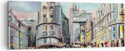 Produktbild von Bild auf Leinwand - Leinwandbild - Stadt Straße Haus - 140x50cm - Wand Bild - Wanddeko - Wandbilder - Leinwanddruck - Bilder - Kunstdruck - Wanddekoration - Leinwand bilder - Wandkunst - AB140x50-3440