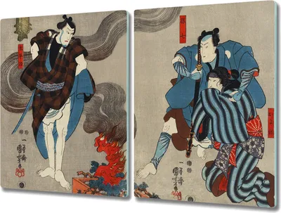 Produktbild von Coloray Hackbrett Kochplattenabdeckung Herdabdeckplatte 2x40x52 cm Schneidebrett Küchenbrett - Asian traditionelle Samurai