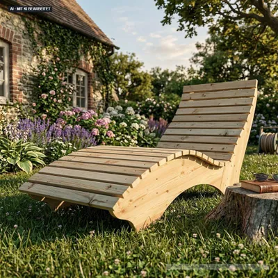 Produktbild von Holzliege Wellenliege Waldsofa Relaxliege Gartenliege "Ruhe-Vroni" (Lärche) Breite 80cm Himmelsliege