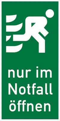 Produktbild von Dreifke® Aufkleber Rettungszeichen, Tür-/Fensterhinweis Nur im Notfall öffnen...