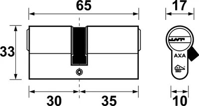 Produktbild von AXA Doppelzylinderschloss – 30/35 mm – Komfortsicherheit – vernickelter Sicherheitszylinder – inkl. 3 (wendbarer) Schlüssel