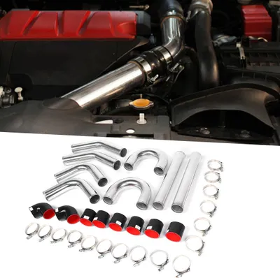 Produktbild von 3 Zoll 76 mm universeller modifizierter Ladeluftkühler-Turbo-Rohrleitungssatz, Aluminiumrohr, Silikonschlauch-Zubehör