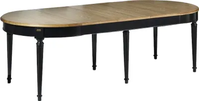 Produktbild von Ovale Eichenholztisch mit 3 Verlängerungen, 8/10 Gedecke.