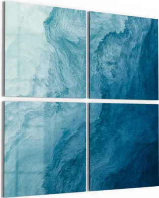 Produktbild von DEQORI Glasbild Echtglas 4x50x50 cm 'Aufgewühlte Wellen' Wandbilder XXL groß