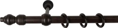 Produktbild von SN Deco - Stilgarnitur Gardinenstange Vorhangstange Filigrano, Holz, 28 mm, 1-Lauf, Komplettset mit Ringen, Farbe Wenge, 120 cm