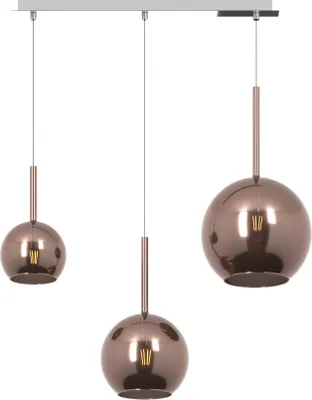 Obrázek produktu pro Suspension Contemp. Rect. Future Metal Chrome Glass Copper 3 světla E27