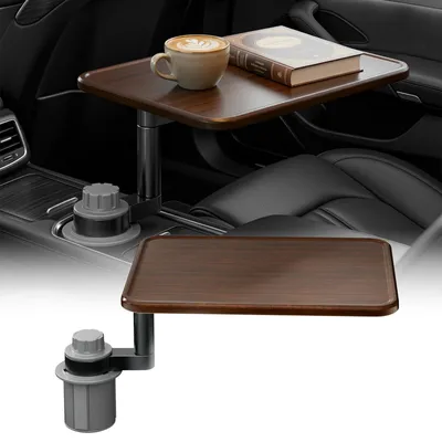 Produktbild von Autoablage - Drehbarer Laptop-Tisch fürs Auto - 360° Drehung - Magnetverschluss - Erweiterbare Basis - Tragbare Arbeitsstation - Braun