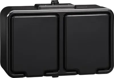 Image de Prise double apparente avec mise à la terre, IP44, noir CEDAR