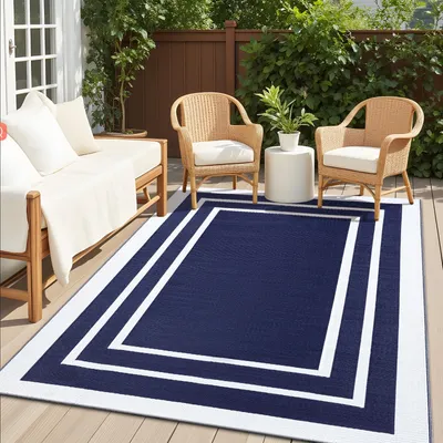 Immagine prodotto di Tappeto da esterno impermeabile, antiscivolo, reversibile, resistente ai raggi UV, dimensioni 120 x 180 cm, facile da pulire, ideale per l'uso in giardino o in campeggio
