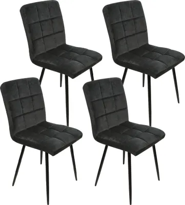 Produktbild von 4er Set Esszimmerstühle Polsterstuhl aus Samt mit Rückenlehne bis 120 kg belastbar,Metallbeine, Schwarz