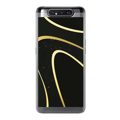 Produktbild von MuchoWow® Handyhülle Schutzhülle Hülle für Samsung Galaxy A80 Goldene Wellen auf schwarzem Hintergrund Silikon Softcase Handy Hülle - Schutzdeckel