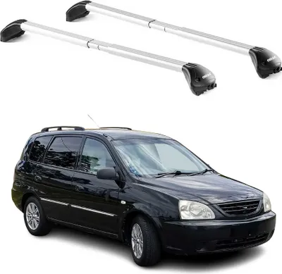 Produktbild von Dachträger Grundtäger für Kia Carens 2002-2006 100kg Aluminium Silber 2 tlg ABE, KI-generiertes Bild