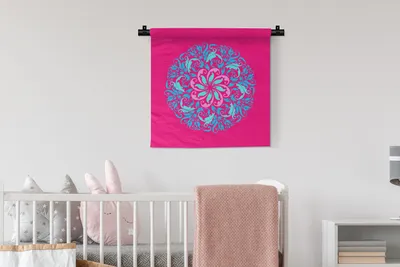 Produktbild von MuchoWow® Wandteppich Wandbehang Mandala mit Blumen 60x60 cm Tapisserie Dekoration Wandtuch - Dekorationen - Wand Decke