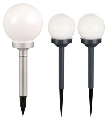 Produktbild von 3er Set LED Solar Steckleuchten, Kugel Design, weiß
