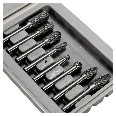 Produktbild von Lukcase Hartmetall-Drehfrässet, Doppelschliff, 6,35 mm Schaft, Vollkarbid, Frässet für Holzverarbeitung, Bohren, Metallschnitzen, Gravieren und Polieren