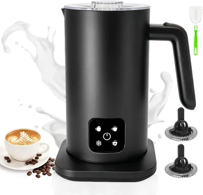 Productafbeelding van Elektrische melkopschuimer, 4-in-1, 300 ml & 500W, antiaanbaklaag & 3 reserveopzetstukken. Melkopschuimer / schuimmachine