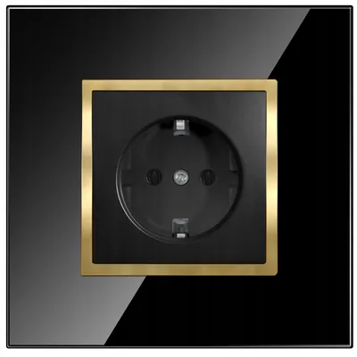 Produktbild von Adelid Quadra Einzelne Schuko Steckdose Schwarz Gold Glasrahmen