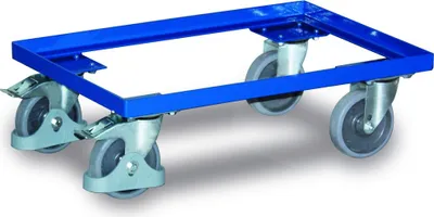 Produktbild von Rollwagen für Eurokästen 40 x 60 cm - Eurobox Roller - 250 kg Traglast - offener Rahmen - Radfeststeller - Euronorm Transportroller