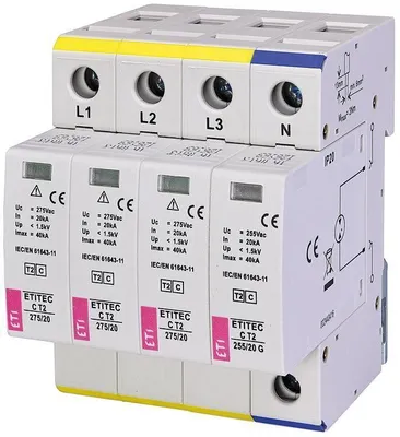 Produktbild von ETI 002440403 -Überspannungsableiter ETITEC C T2 275/20 3+1 (Typ: T2 - 275Uc) (002440403)