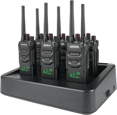 Produktbild von Retevis RT648H Walkie Talkie, PMR446 Funkgerät 3-Proof, Schnellladung, Integriertem Display, 1500 mAh, 2-Wege-Radio mit 6-Wege-Ladung für Schulen