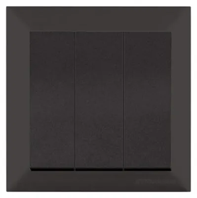 Produktbild von 3-fach Schalter mit Rahmen Schwarz matt – Unterputz IP20 für Innen – CANDELA