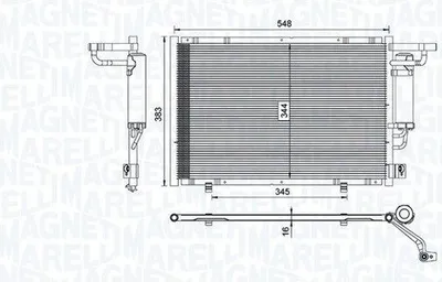 Produktbild von MAGNETI MARELLI 350203100600 Kondensator Klimaanlage Klimakondensator für FORD Fiesta Mk6 Schrägheck (JA8, JR8) +Trockner