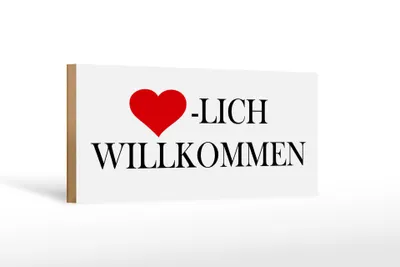 Produktbild von Holzschild Spruch 27x10cm Herzlich Willkommen Herz