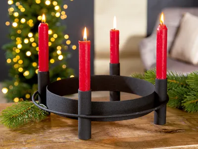 Produktbild von Gilde Adventsleuchter, rund, Cleo, Metall, schwarz, VE 2 Höhe: 10.00 cm Breite: 30.00 cm Tiefe: 30.00cm 60201