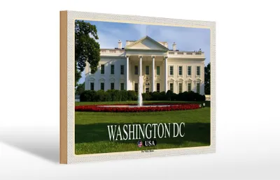 Produktbild von Holzschild Reise 30x20cm Washington DC USA White House Präsident