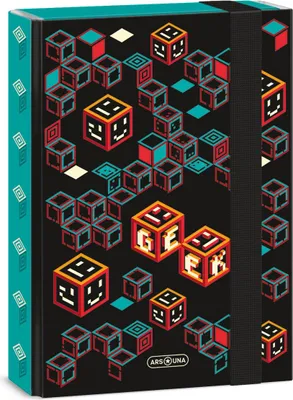 Immagine prodotto di Ars Una A5 scatola porta quaderni, A5 cartella porta quaderni per cartelle, con elastico e alette interne, Geek - Minecraft, nero-rosso, per ragazzi